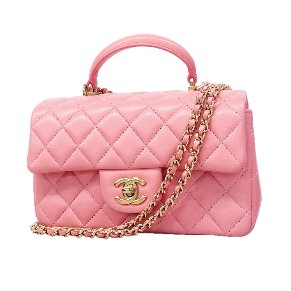 Chanel Matelassé Chain Shoulder Handbag, Lambskin, Pink Champagne, 2-way Bag ...